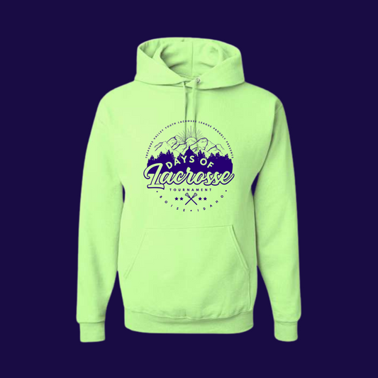 NEON GREEN PRESALE: TVYLAX Days Of Lacrosse Hooded Sweatshirt (Personalizations Available)