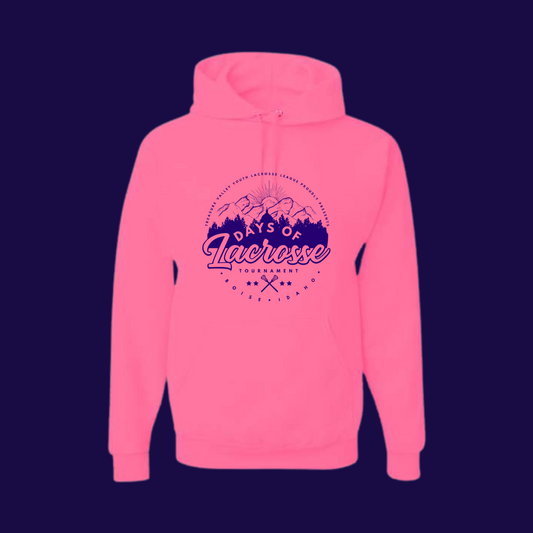 NEON PINK PRESALE: TVYLAX Days Of Lacrosse Hooded Sweatshirt (Personalizations Available)