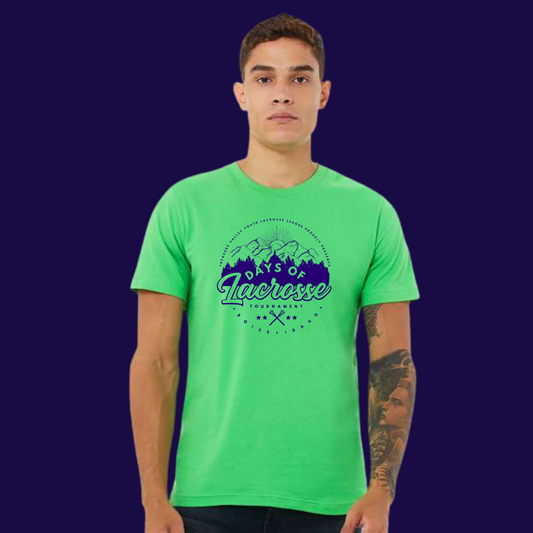 Neon Green PRESALE: TVYLAX Days Of Lacrosse T-Shirt (Personalizations Available)